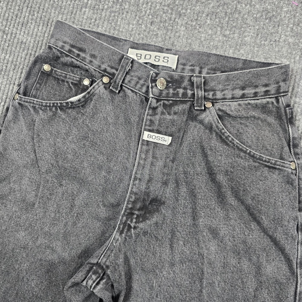 VTG Boss Jeans Mens 30x30 Black Straight Leg Charcoal Wash Denim Pants USA 28x31